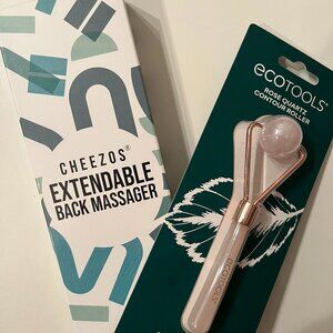 Rose Quartz Roller Ecotools and Extendable Back Massager Set NEW Self Care (wx)